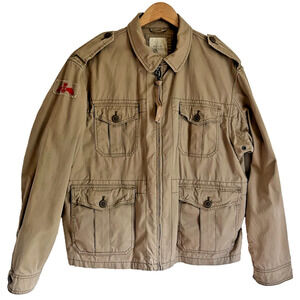 Ralph Lauren XL Rugby Rare Utility Jacket Tan Cotton Military Field Jacket